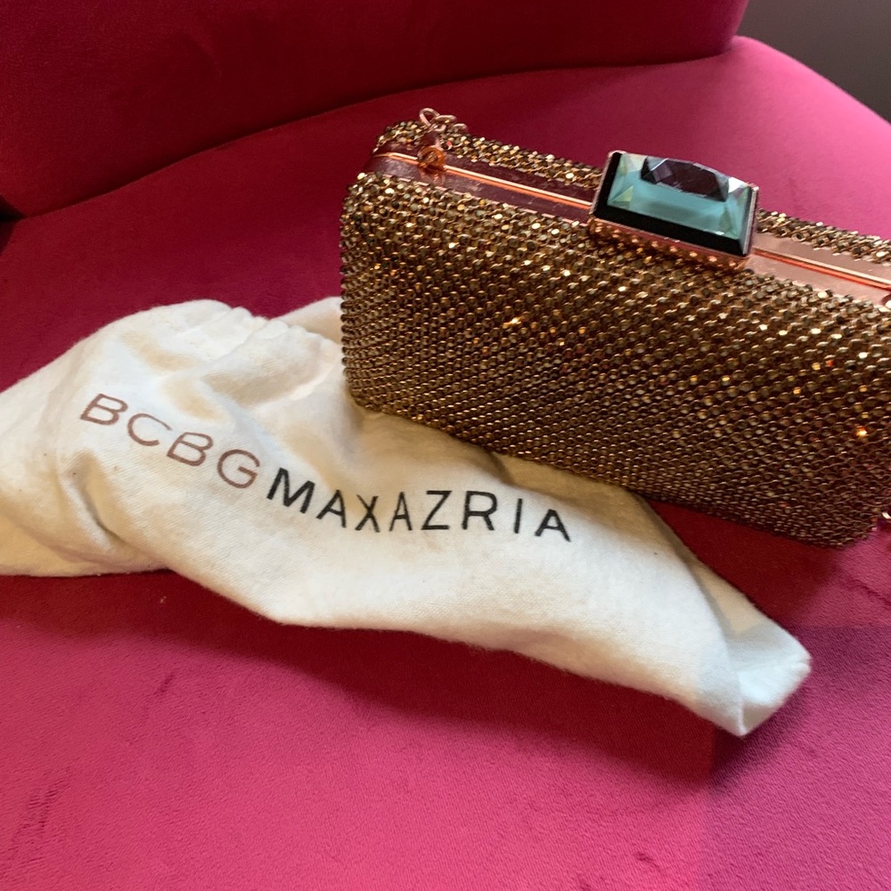 BCBG MAXAZRIA Rose Gold clutch